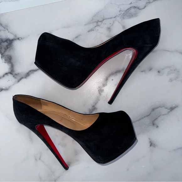 Christian Louboutin Daffodile Black Suede Platform Pumps Size US 12 / EU 42 - Picture 6 of 12
